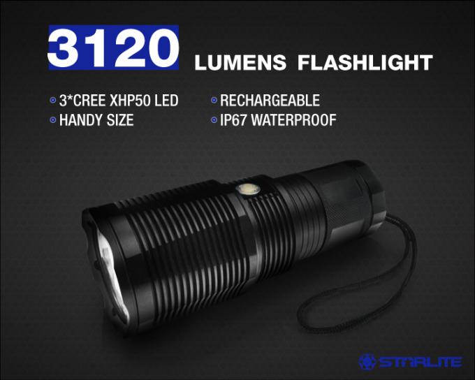 30W Military Tactical Flashlight , Law Enforcement Led Flashlights Rechargeable Battery