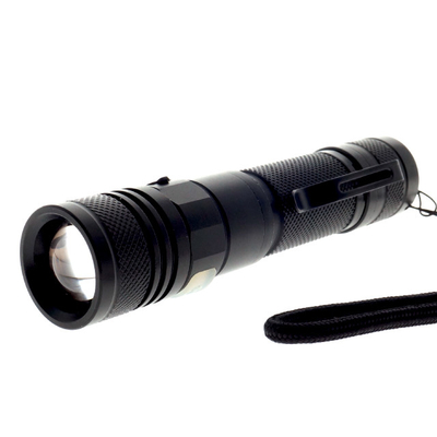 XPE Glow Button Micro Usb Rechargeable Flashlight , LED Focus Beam Flashlight