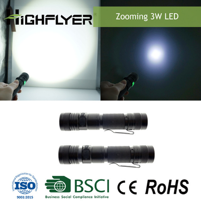 XPE Glow Button Micro Usb Rechargeable Flashlight , LED Focus Beam Flashlight