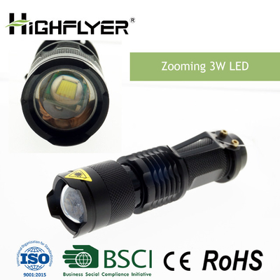 Pocket focusing led flashlight , 3W LED high intensity flashlight 200LM