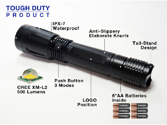 High Power Law Enforcement Tactical Flashlight IPX7 Water Resistance