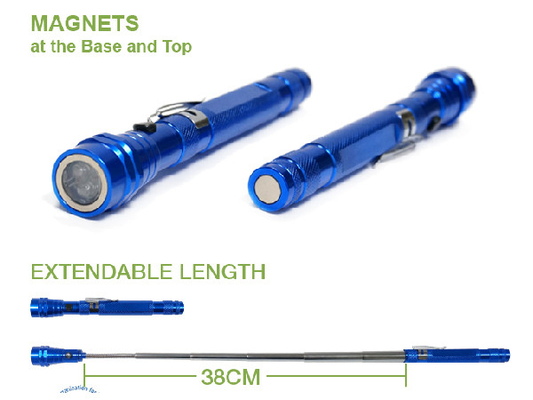 Extendable Telescopic Magnetic Led Flashlight 38cm Aluminum Alloy Material