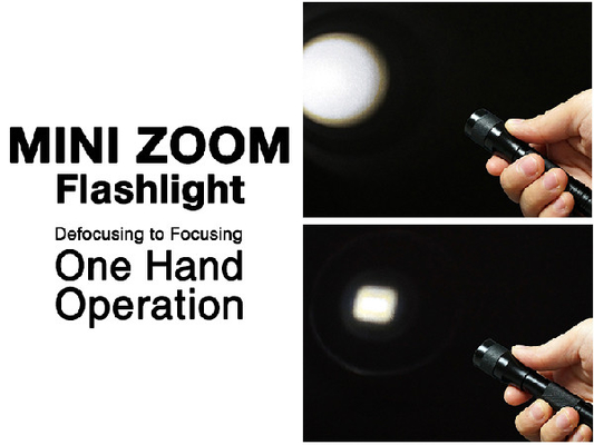 Pocket Warm White Led Flashlight , Zoom Keychain Super Bright Flashlight
