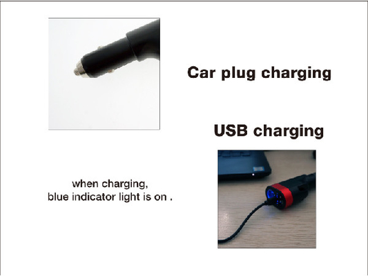 Rechargeable Thumb Switch Emergency LED Flashlight 1W Car Plug Charging