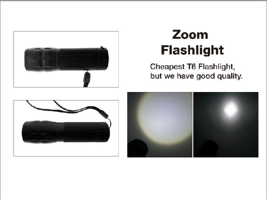 XML T6 EDC LED Flashlight Small Sun Zoom Pocket Size 4 * AAA Batteries Torch