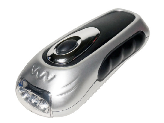 Rechargeable Self Charging Led Dynamo Flashlight , Plastic Dynamo Crank Flashlight