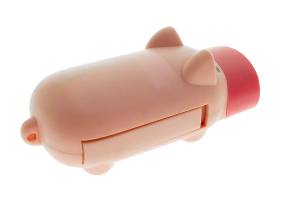 Plastic Dynamo LED Flashlight Rechargeable Battery Pig Shape Toy With Lanyard