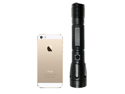 Black Color Led Electric Torch , Self Defence Led Flashlight Industrial Design