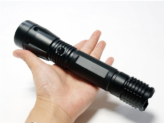 Black Color Led Electric Torch , Self Defence Led Flashlight Industrial Design
